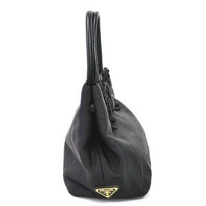 Prada bow black prominent Tessuto accent handbag leather